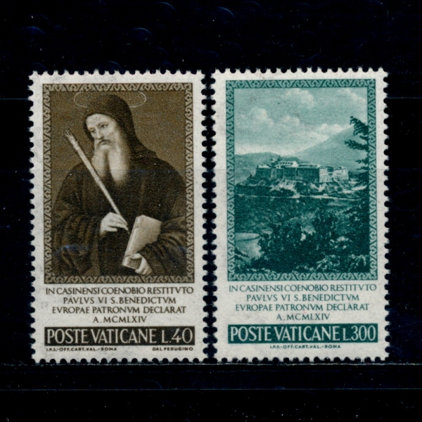 VATICAN CITY(Ƽĭ ñ)-#414~5(2)-ST. BENEDICT BY PERUGINO AND VIEW OF MONTE CASSINO(  ׵Ʈ, īó)-1965.7.2