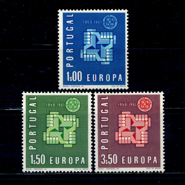 PORTUGAL()-#875~7(3)-CLASPED HANDS AND CEPT EMBLEM( ,     ȸ)-1961.9.18