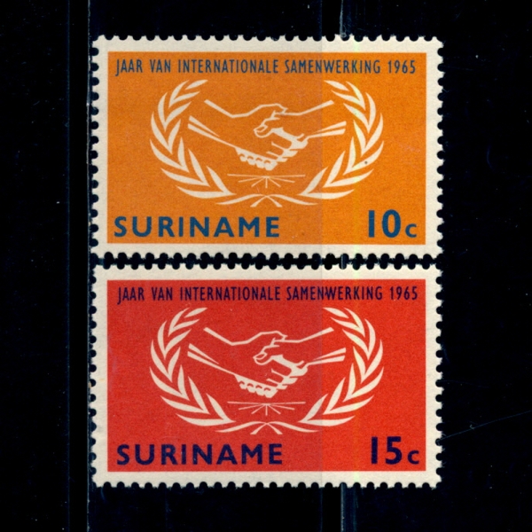 SURINAM()-#317~8(2)-INTL. COOPERATION YEAR EMBLEM(  )-1965.5.26