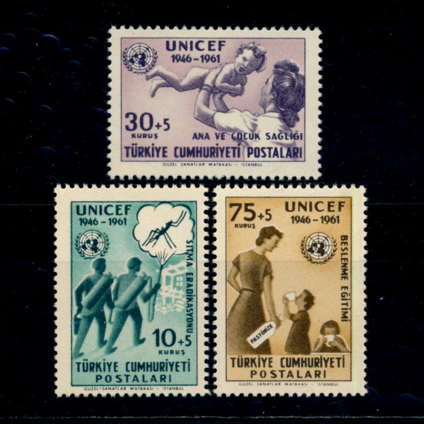 TURKEY(Ű)-#B85~7(3)-ANTI-MALARIA WORK AND UNICEF( 󸮾,ϼ)-1961.12.11