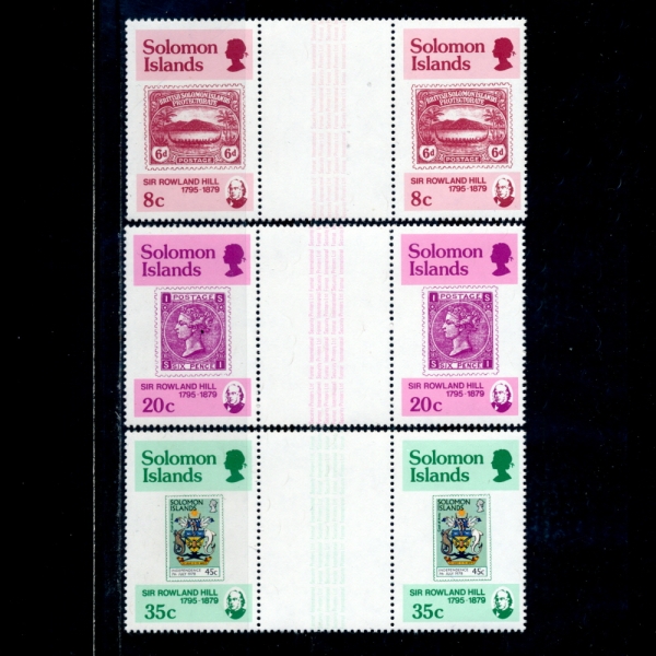 SOLOMON ISLANDS(ַθ )-GUTTER PAIR-#393~5(3)-SIR ROWLAND HILL(ѷ )-1979.8.16