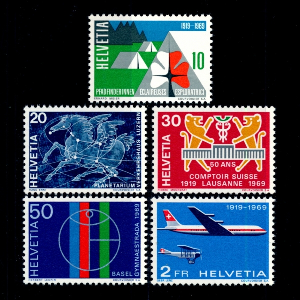 SWITZERLAND()-#495~9(5)-50TH ANNIV. OF SWISS GIRL SCOUTS( ɽīƮ 50ֳ)-1969.2.12