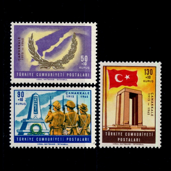 TURKEY(Ű)-#B107~9(3)-50TH ANNIV. OF BATTLE OF GALLIPOLI(  50ֳ)-1965.3.18