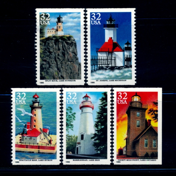 UNITED STATES(̱)-#2969~73(5)-GREAT LAKES LIGHTHOUSES(ȣ )-1995.6.17