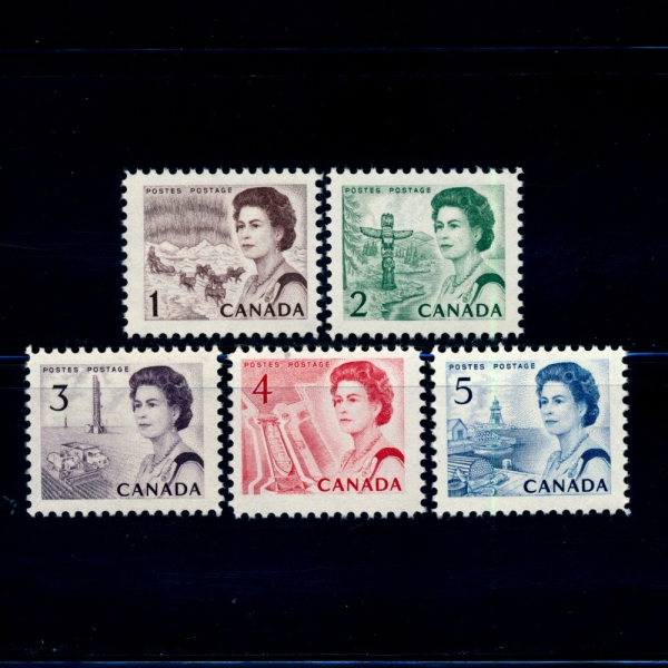 CANADA(ĳ)-#454~8(5)-NORTHERN LIGHTS,TOTEM POLE,HARBOR(ζ, ,ױ)-1967~72