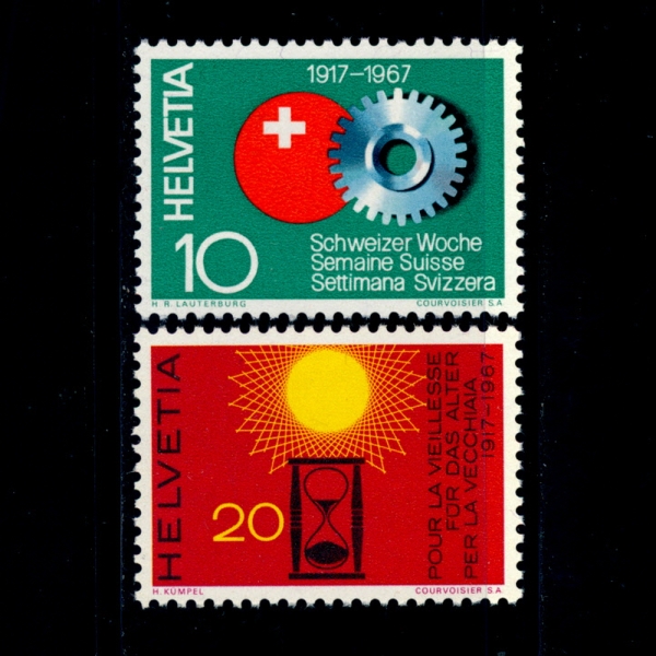 SWITZERLAND()-#483~4(2)-COGWHEEL, SWISS EMBLEM, HOURGLASS AND SUN(Ϲ,𷡽ð,¾,)-1967.9.18