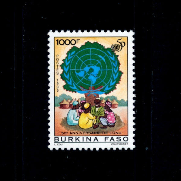 BURKINA FASO(부르키나파소)-#1050-1000f-UN EMBLEM AND PEOPLE(유엔,사람)-1995.12.20일