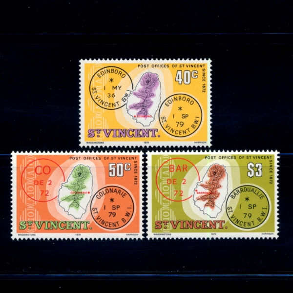 ST.VINCENT(Ʈ Ʈ)-#A84(3)-BUCCAMENT CACELLATIONS, MAP OF ST. VINCENT(,)-1979.9.1