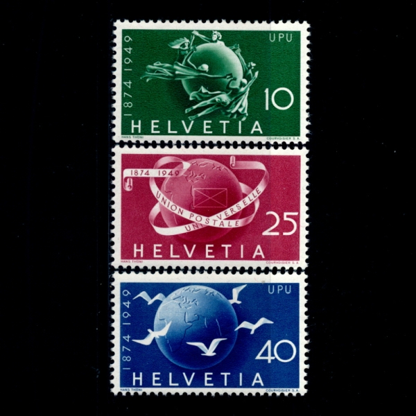 SWITZERLAND()-#322~4(3)-75TH ANNIV. OF THE UPU( 75ֳ)-1949.5.16