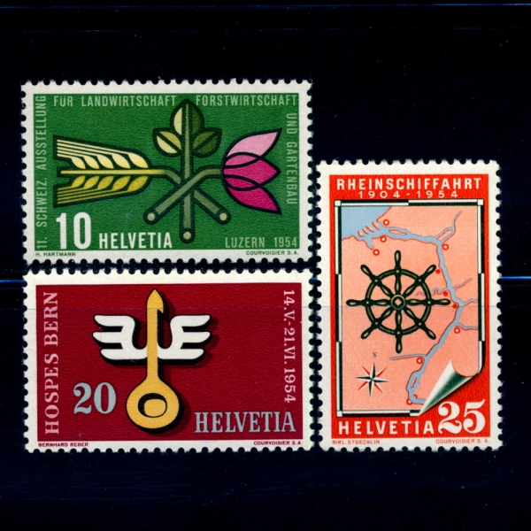 SWITZERLAND()-#347~9(3)-AGRICULTURE, WINGED SPOON AND MAP(, ޸ ,)-1954.3.15