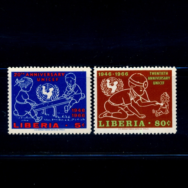LIBERIA(̺)-#449~50(2)-CHILDREN ON SEESAW AND UNICEF EMBLEM(üŸ Ƶ,ϼ)-1966.10.25