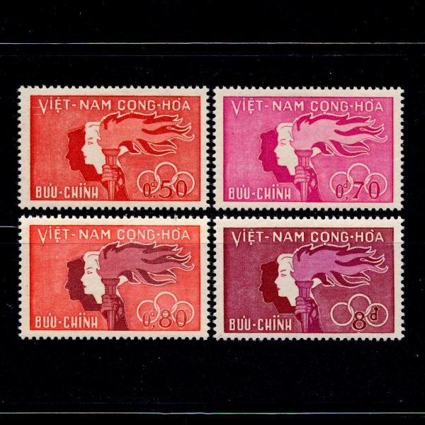 VIET NAM(Ʈ)-#162~5(4)-BOY, GIRL AND FLAMING TORCH(ҳ,ҳ,Ÿ ȶ)-1961.7.7