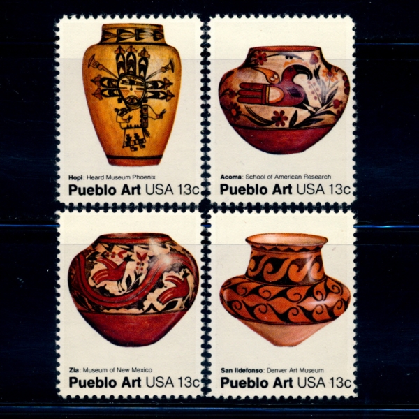 UNITED STATES(̱)-#1706~9(4)-AMERICAN FOLK ART, PUEBLO POTTERY(Ǫ ڱ)-1977.4.13
