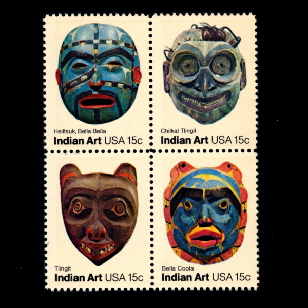 UNITED STATES(̱)-#1834~7(4)-AMERICAN FOLK ART, PACIFIC NORTHWEST INDIAN MASK( ֹ )-1980.9.25