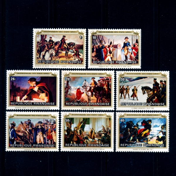 RWANDA(ϴ)-#722~9(8)-PAINTINGS AND AMERICAN BICENTENNIAL(ȭ,̱ ̼״Ͼ)-1976.3.22