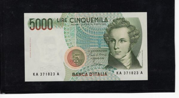 ITALIA-Ż-P111-V. BELLINI(- ۰)-5.000 LIRE-1985