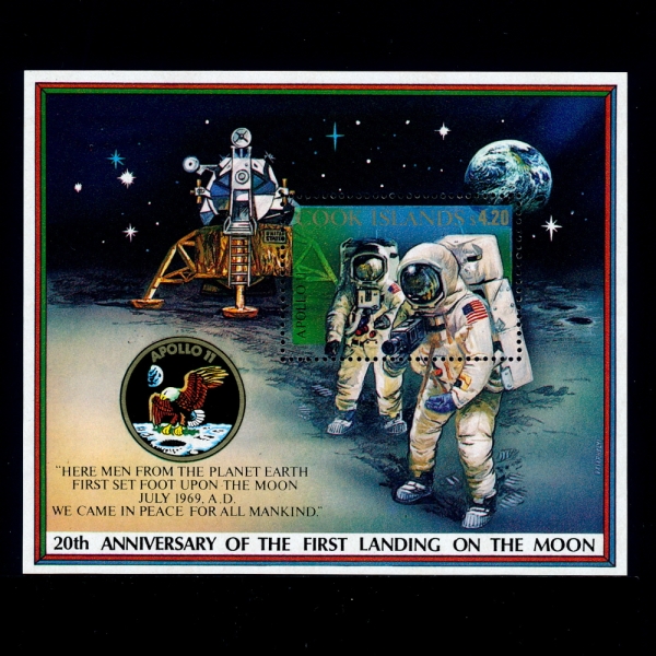 COOK ISLANDS( )-SOUVENIR SHEET-#1011-1ST MOON LANDING, 20TH ANNIV.( 20ֳ)-1989.7.14
