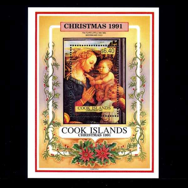 COOK ISLANDS(쿡 제도)-SOUVENIR SHEET-#1054-CHRISTMAS AND PAINTINGS(종교,명화)-1991.11.12일