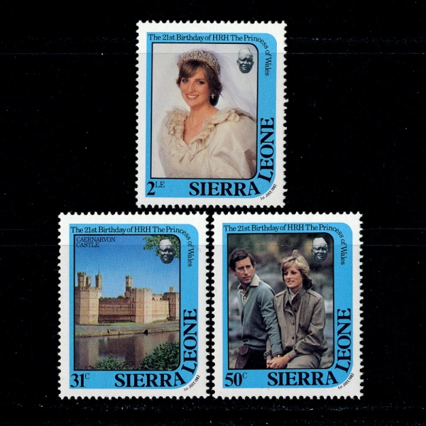 SIERRA LEONE(시에라리온)-#531~3(3종)-PRINCE CHARLES AND LADY DIANA(찰스황태자와 다이애나공주)-1982.7월