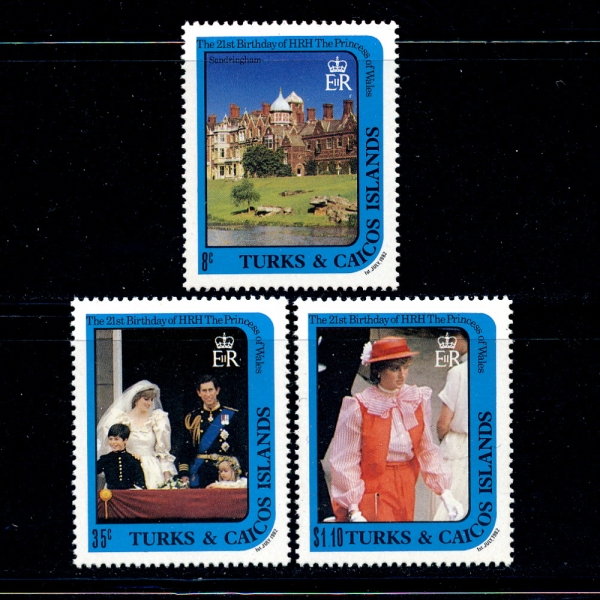 TURKS & CAICOS ISLANDS(ũ Ŀ )-#530A~C(3)-PRINCE CHARLES AND LADY DIANA(Ȳڿ ֳ̾)-1982