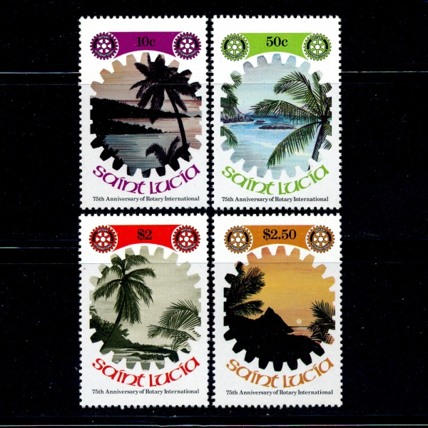 ST.LUCIA(Ʈ þ)-#521~4(4)-ROTARY INTL. 75TH ANNIV.(Ÿ 75ֳ)-1980.9.30