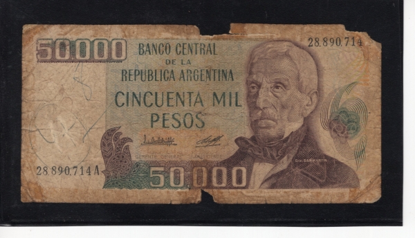 ARGENTINA-ƸƼ-#307-50,000 PESOS ARGENTINOS-GEN. JOSE DE SAN MARTIN(Ʊ⳯)-1979