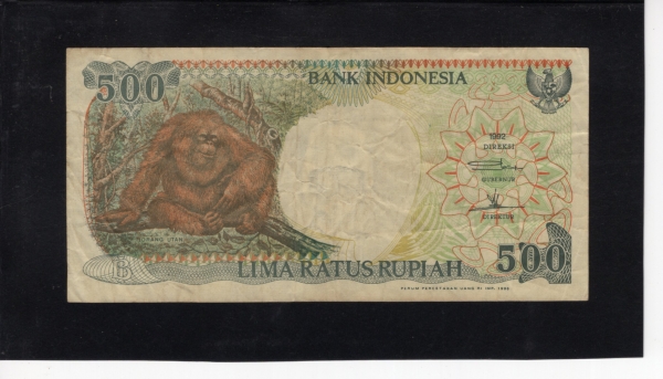 INDONESIA-ε׽þ-#128a-500 RUPIAH-ORANGUTAN(ź)-1992