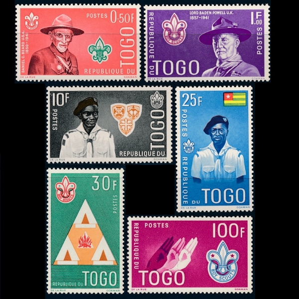 TOGO()-#401~6(6)-TOGOLESE BOY SCOUTS, 20TH ANNIV. OF THE DEATHS OF DANIEL C. BEAD AND LORD BADEN-POWELL(īƮ, ٴϿ ī , ιƮ Ƽ콼 ̽ ٵ Ŀ)-1961.10.7