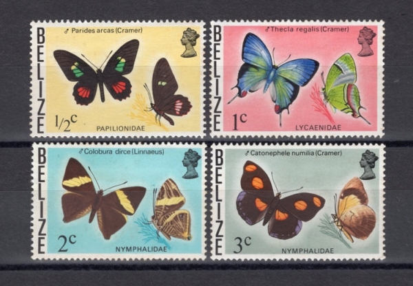 BELIZE()-#345~8(4)-BUTTERFLIES OF BELIZE()-1974~77