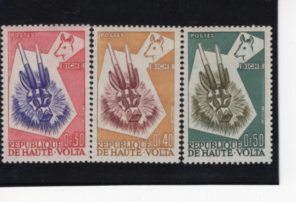 BURKINA FASO(θŰļ)-#71~3(3)-DEER MASK AND DEER(罿, 罿)-1960