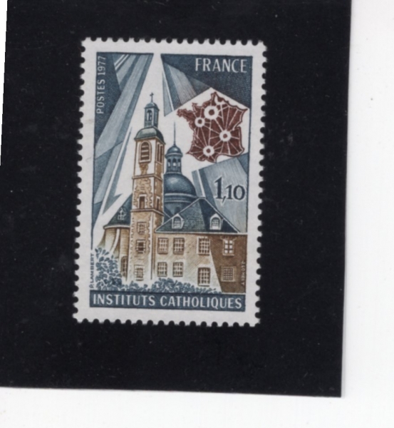 FRANCE()-#1539-1.10fr-CARMES CHURCH, SCHOOL, MAP OF FRANCE(ī޽ȸ, б, )-1977.5.14