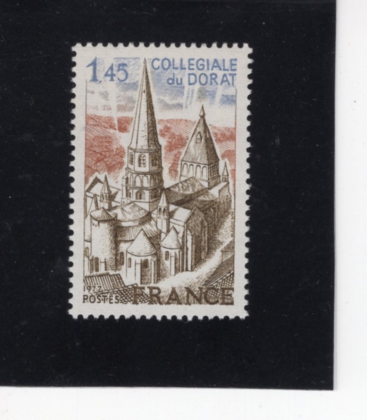 FRANCE()-#1544-1.45fr-COLLEGIATE CHURCH OF DORAT(  ȸ)-1977.7.16