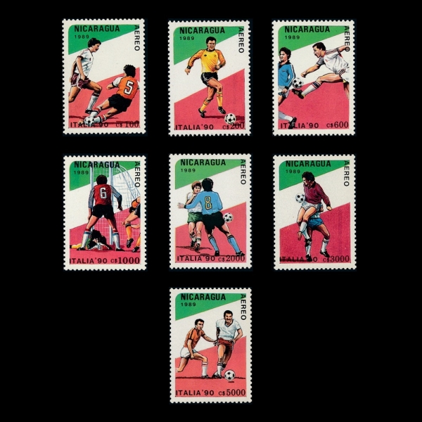 NICARAGUA(ī)-#C1162~8(7)-1990 WORLD CUP SOCCER CHAMPIONSHIPS, ITALY(1990- FIFA , Ż)-1989.2.20