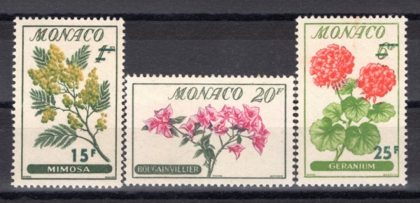 MONACO()-#440~2(3)-MIMOSA, BOUGAINVILLEA AND GERANIUM(̸ , ΰպ, )-1959.5.16