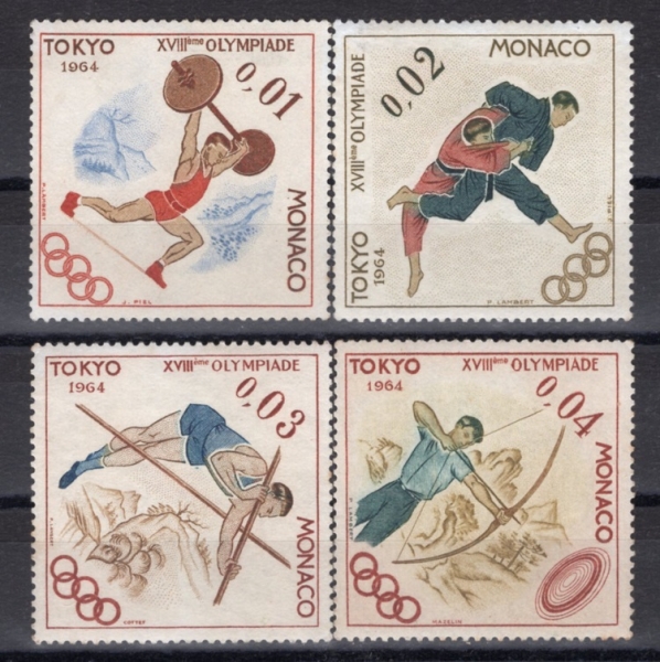 MONACO()-#592~5(4)-18TH OLYMPIC GAMES, TOKYO(1964 ϰ ø)-1964.12.3