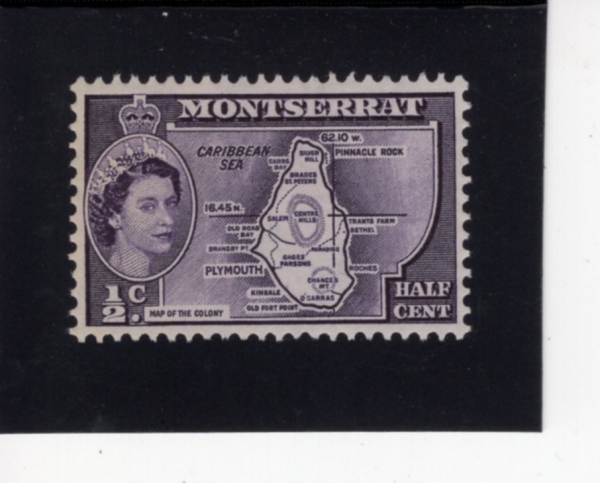 MONTSERRAT(󼼶Ʈ)-#128-1/2c-MAP OF PRESIDENCY()-1956