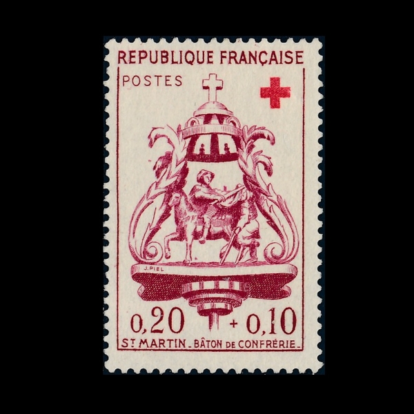 FRANCE()-#B347-20+10c-RED CROSS AND STAFF OF THE BROTHERHOOD OF ST. MARTIN(, Ʈ ƾ)-1960.12.3