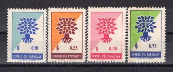 PARAGUAY(Ķ)-#619~22(4)-WORLD REFUGEE YEAR AND UPROOTED OAK(  , Ѹ°  )-1961.12.30