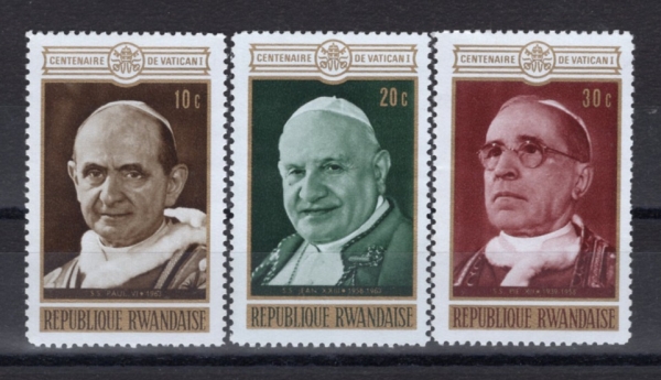 RWANDA(ϴ)-#390~2(3)-CENTENARY OF VATICAN I. ECUMENTICAL COUNCIL OF THE ROMAN CATHOLIC CHURCH(ť޴Į ȸ)-1970.12.31