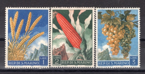 SAN MARINO(긶)-#416~8(3)-FRUITS()-1958.8.30