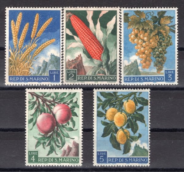 SAN MARINO(긶)-#416~20(5)-FRUITS()-1958.8.30