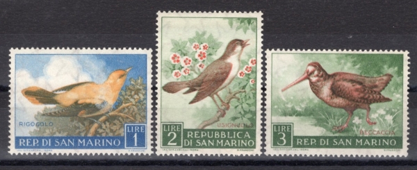SAN MARINO(긶)-#446~8(3)-BIRDS()-1960.1.28