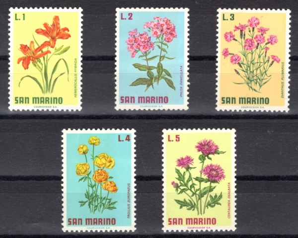 SAN MARINO(긶)-#758~62(5)-FLOWERS(Ĺ)-1971.12.2