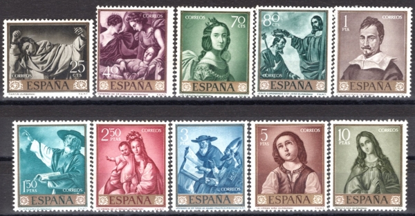 SPAIN()-#1095~104(10)-FRANCISCO DE ZURBARAN(ý  ָٶ)-1962.3.24