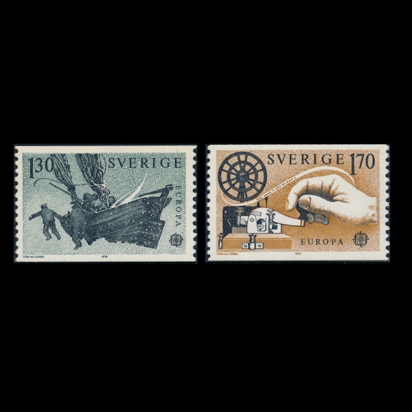 SWEDEN()-#1278~9(2)-MAIL SERVICE BY BOAT AND TELEGRAPH(, )-1979.5.7
