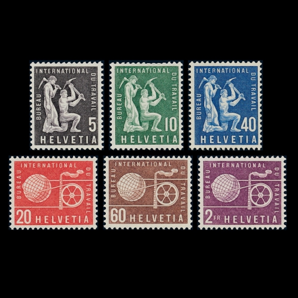 SWITZERLAND()-#O1~2(6)-MINERS, GLOBE, CHIMNEY AND WHEEL(, , , )-1956~60