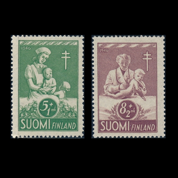 FINLAND(ɶ)-#B78~9(2)-NURSE, CHILDREN AND DOCTOR EXAMING INFANT(ȣ, , ǻ)-1946.9.2