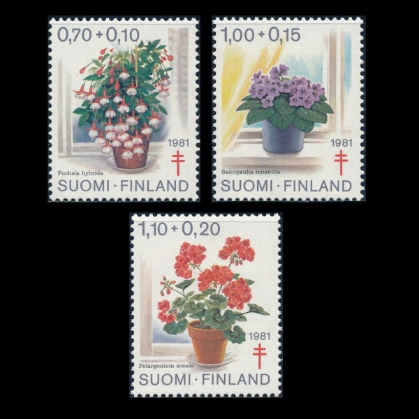 FINLAND(ɶ)-#B224~6(3)-ANTI-TUBERCULOSIS AND FLOWERS( , Ĺ)-1981.8.24