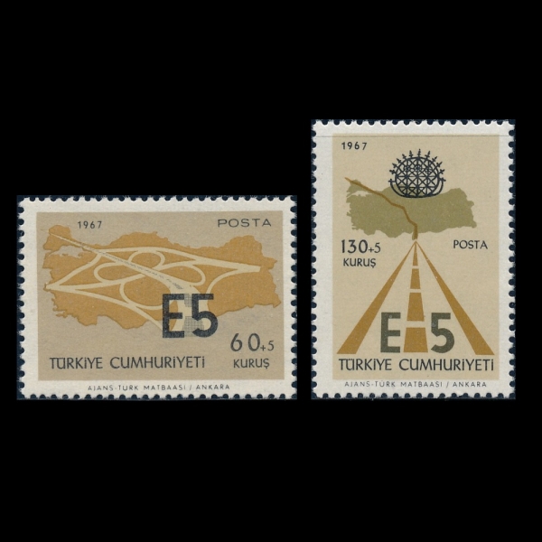 TURKEY(ƢŰ)-#B122~3(2)-INTER-EUROPEAN EXPRESS HIGHWAY, E5(  E5)-1967.6.30