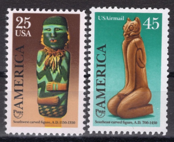 UNITED STATES(̱)-#2426, C121(2)-SOUTHWEST CARVED FIGURE, A. D. 1150~1350(  ׸,Ű )-1989.10.12